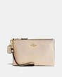 COACH®,SMALL WRISTLET,Leather,Light Gold/Platinum,Front View
