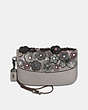 COACH®,CLUTCH WITH SMALL TEA ROSE,Leather,Black Copper/Heather Grey,Front View