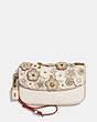 COACH®,CLUTCH WITH SMALL TEA ROSE,Leather,Brass/Chalk,Front View