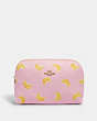 COACH®,LARGE BOXY COSMETIC CASE WITH BANANA PRINT,Gold/Pink/Yellow,Front View