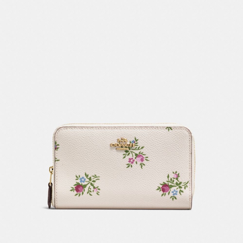 Medium Zip Around Wallet With Cross Stitch Floral Print