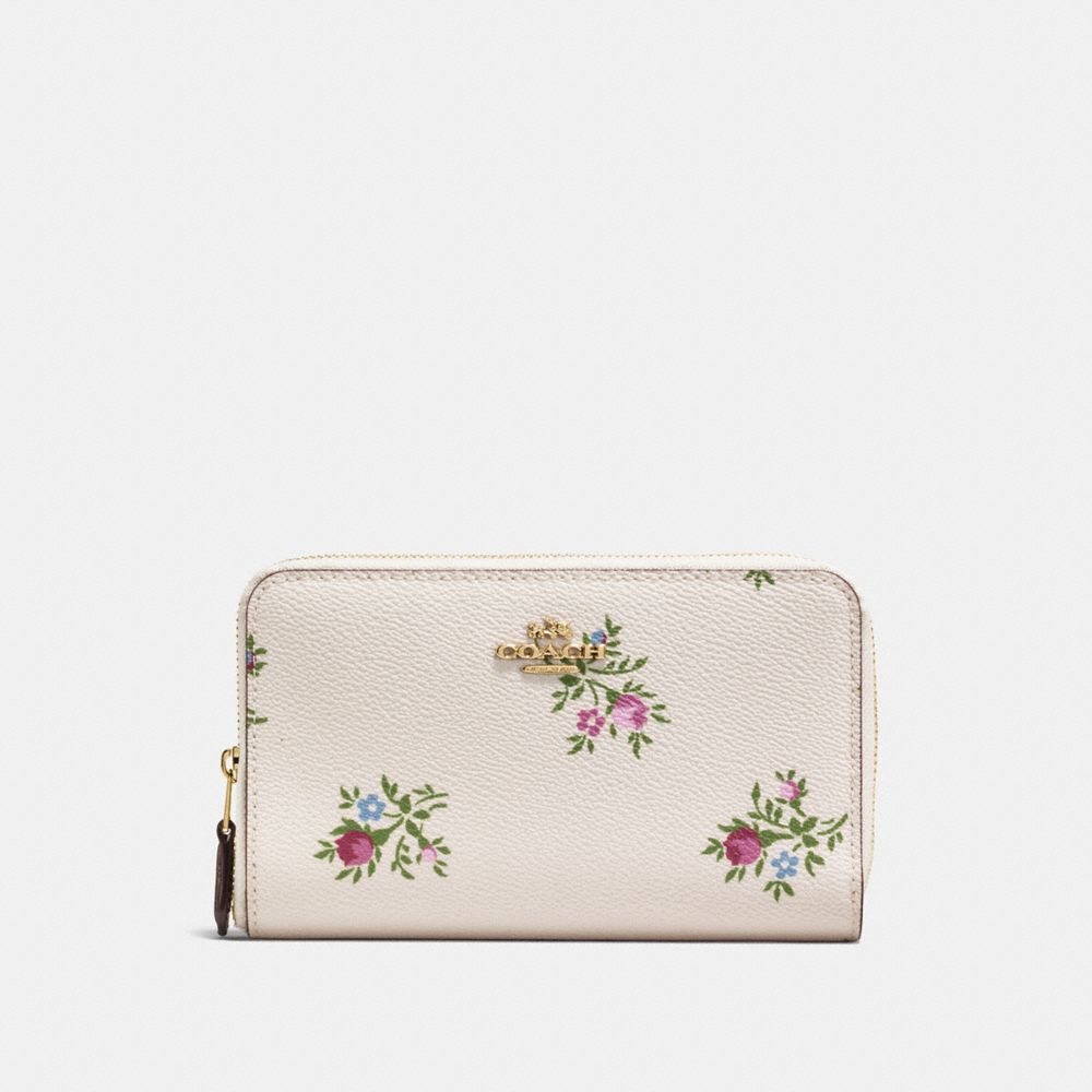 COACH COACH Medium Zip Around Wallet With Cross Stitch Floral Print