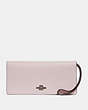 COACH®,SLIM WALLET IN COLORBLOCK,Leather,Black Copper/Ice Pink,Front View