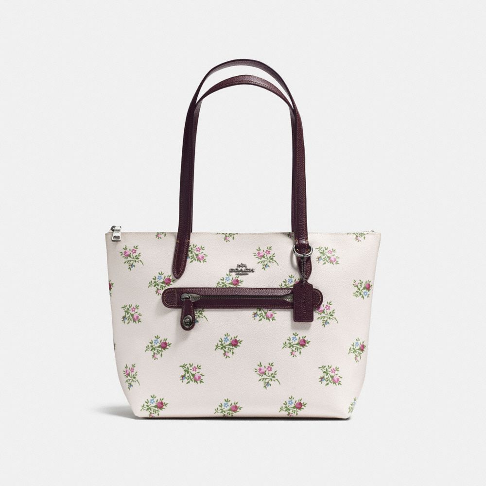 Taylor pansy best sale print leather tote