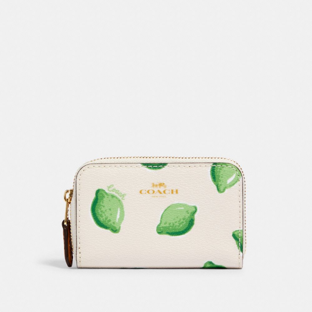 Zip Around Coin Case With Lime Print