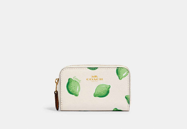 Zip Around Coin Case With Lime Print
