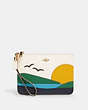 COACH®,GALLERY POUCH WITH SUNSET MOTIF,Leather,Gold/Chalk Multi,Front View