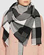 COACH®,OVERSIZED PLAID BLANKET SCARF,cashmere,Black,Angle View
