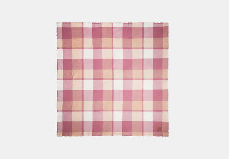COACH®,OVERSIZED PLAID BLANKET SCARF,cashmere,Rose,Front View