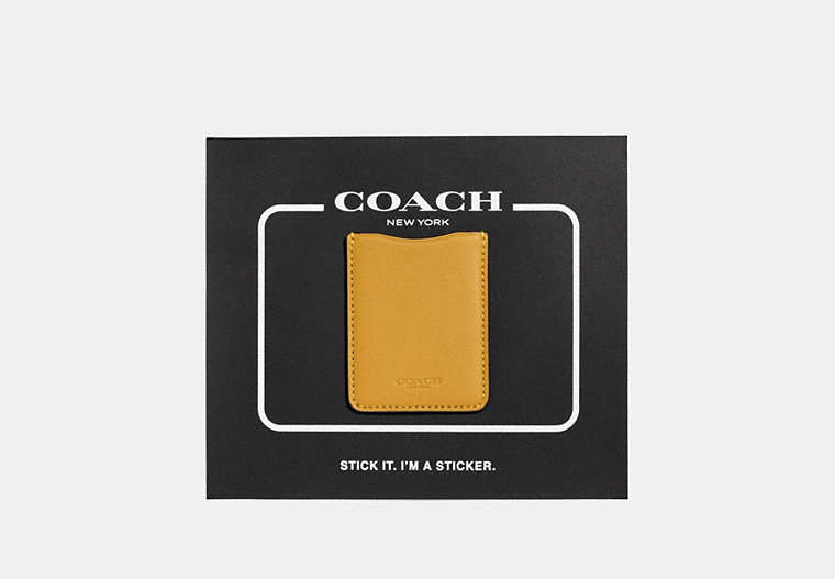 COACH®,PHONE POCKET STICKER,Leather,FLAX,Front View