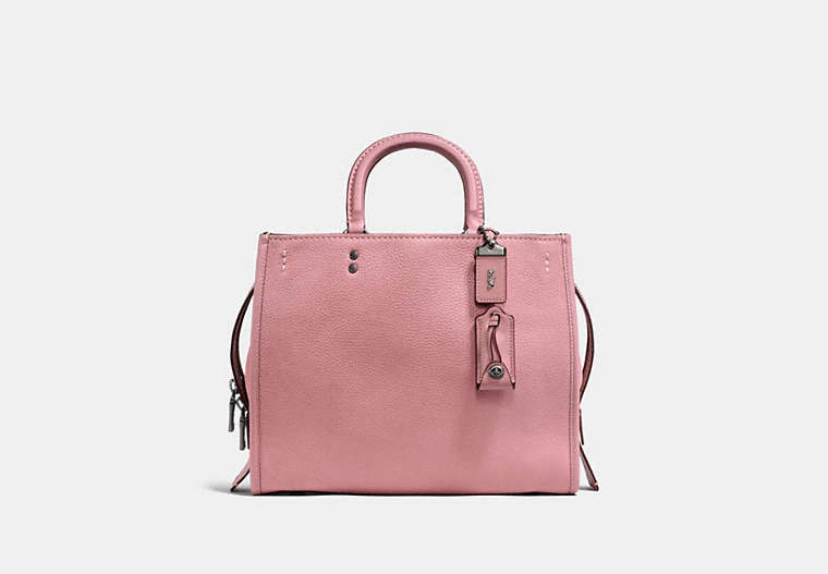 COACH®,ROGUE,Leather,Large,Black Copper/Dusty Rose,Front View