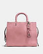 COACH®,ROGUE BAG,Leather,Large,Black Copper/Dusty Rose,Front View
