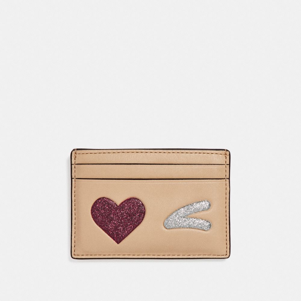 COACH®  Card Case With Glitter Heart Wink