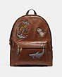 COACH®,CAMPUS BACKPACK WITH TATTOO TOOLING,Leather,Large,Black Antique Nickel/Saddle,Front View