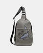 COACH®,CAMPUS PACK WITH TATTOO TOOLING,Leather,Medium,Black Antique Nickel/Heather Grey,Front View