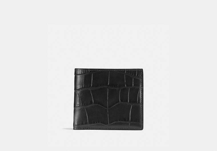 COACH®,DOUBLE BILLFOLD WALLET,Leather,Black,Front View