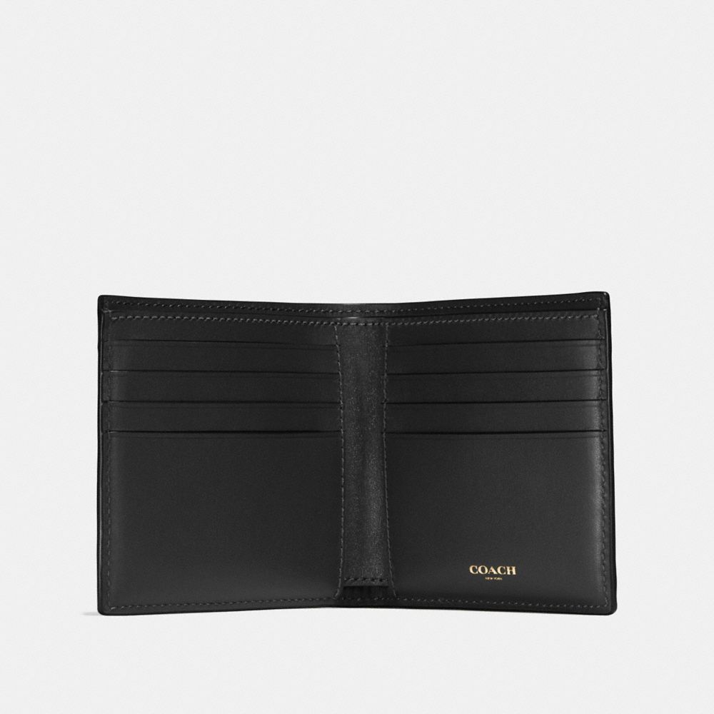 COACH®,DOUBLE BILLFOLD WALLET,Leather,Black,Inside View,Top View