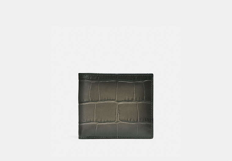 COACH®,DOUBLE BILLFOLD WALLET,Leather,FOG,Front View