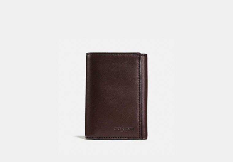 COACH®,TRIFOLD WALLET,Smooth Leather,Chestnut,Front View