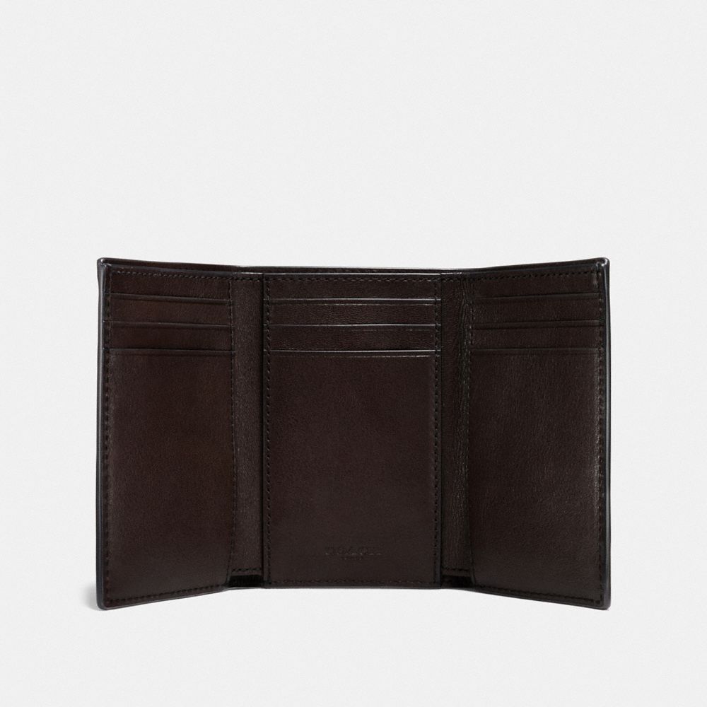COACH®,TRIFOLD WALLET,Smooth Leather,Mahogany brown,Inside View,Top View