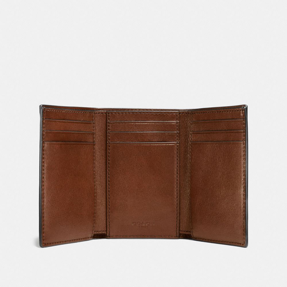 COACH®,TRIFOLD WALLET,Smooth Leather,Saddle,Inside View,Top View