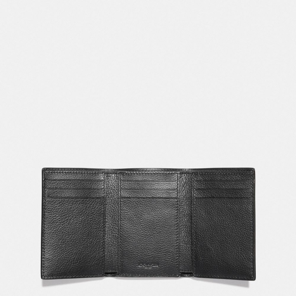 COACH®,TRIFOLD WALLET,Smooth Leather,Black,Inside View,Top View