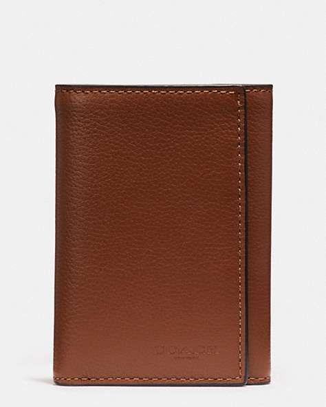 COACH®,TRIFOLD WALLET,Saddle,Front View