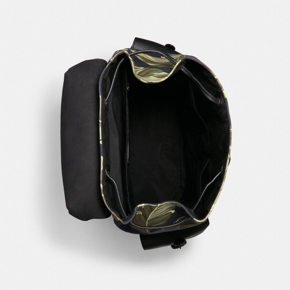 COACH®,Hudson Backpack With Banana Leaves Print,,Inside View,Top View