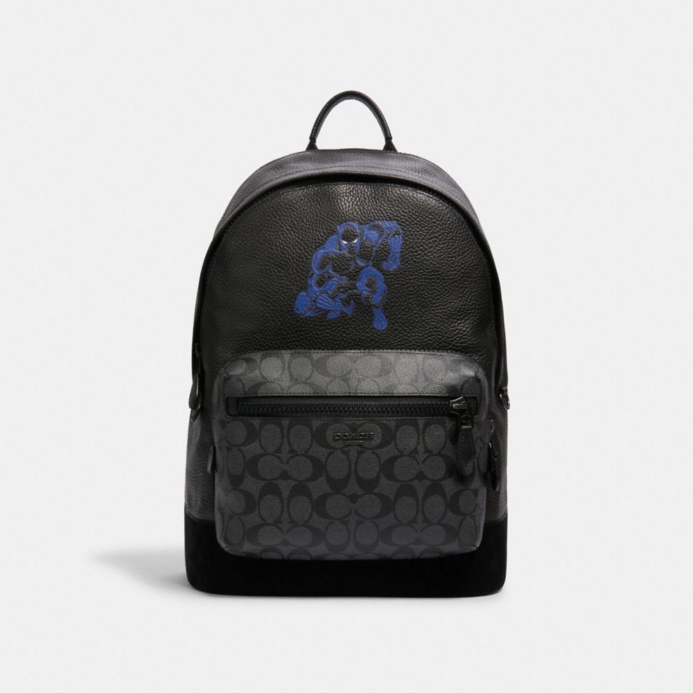 COACH Outlet Coach Marvel West Backpack With Signature Canvas Detail And Black Panther