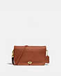 COACH®,VINTAGE DINKY CROSSBODY,Leather,Small,Brass/British Tan,Front View