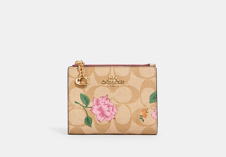 Snap Card Case In Signature Canvas With Prairie Rose Print