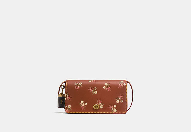 COACH®,DINKY WITH FLORAL BOW PRINT,Leather,Mini,OL/1941 Saddle,Front View