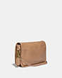 COACH®,RESTORED DINKY CROSSBODY 10,Leather,Brass/Tan,Angle View