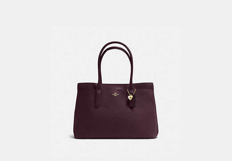 COACH®,BAILEY CARRYALL,PU Split Leather,Large,Light Gold/Oxblood,Front View