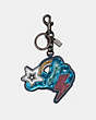 COACH®,CLOUD AND STAR BAG CHARM,Leather,Dark Denim/Black,Front View