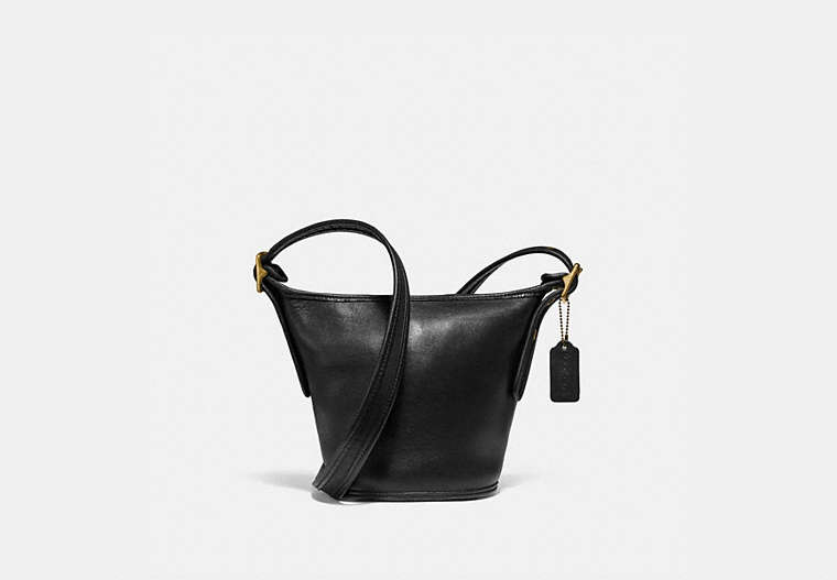 COACH®,VINTAGE DUFFLE 10,Leather,Medium,Brass/Black,Front View