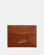 COACH®,CARD CASE WITH TATTOO,Leather,Saddle,Front View