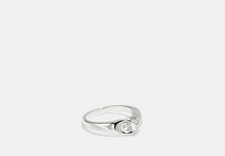 COACH®,SIGNATURE CHAIN LINK RING,Sterling Silver,Silver,Front View