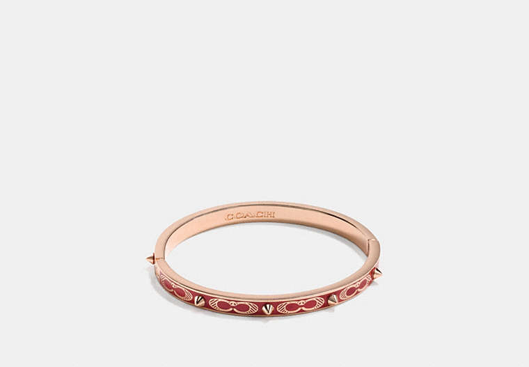 COACH®,SIGNATURE STUDDED BANGLE,Metal,RS/Washed Red,Front View