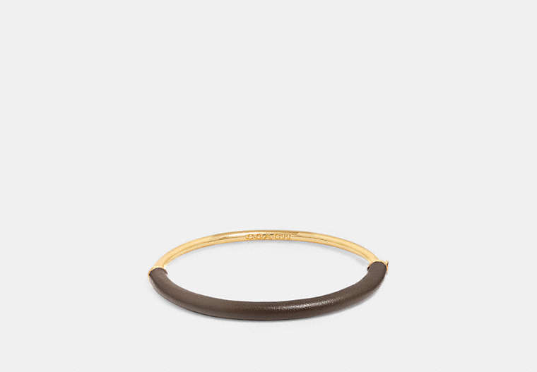 COACH®,WRAPPED BANGLE,Leather,Gold/SADDLE,Front View