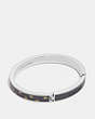 COACH®,PRINTED HINGED BANGLE,Mixed Material,Silver/Midnight Navy,Front View