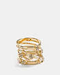 COACH®,DEMI-FINE TEA ROSE STACKED RING,Metal,Gold,Front View