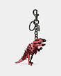 COACH®,SMALL PRINTED REXY BAG CHARM,Leather,Black/Bright Pink,Front View