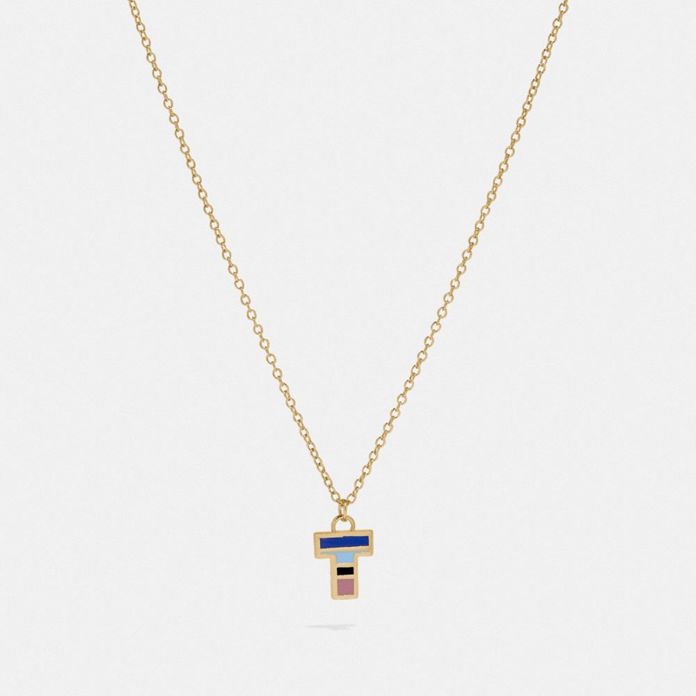 80's Retro Alphabet T Charm Necklace
