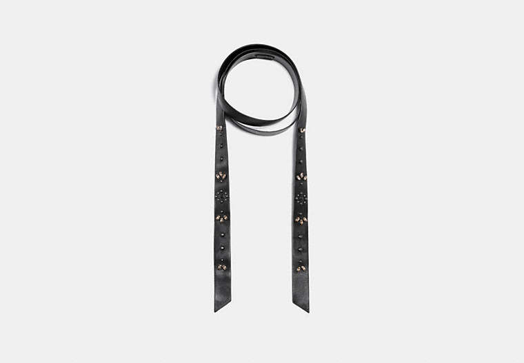 COACH®,PRAIRIE RIVETS NECK SCARF,Leather,Black/Silver,Front View