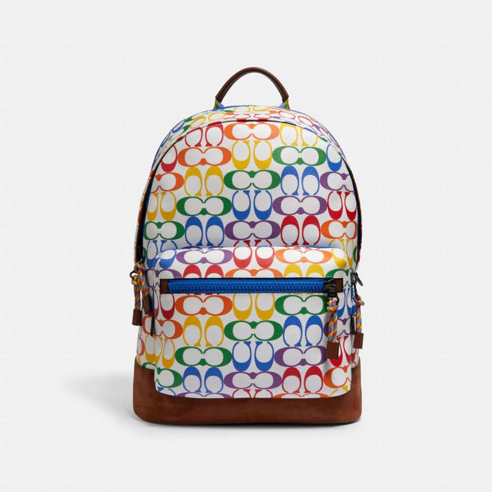 COACH® Outlet | West Backpack In Rainbow Signature Canvas