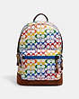 COACH®,WEST BACKPACK IN RAINBOW SIGNATURE CANVAS,pvc,X-Large,Gunmetal/Chalk Multi,Front View