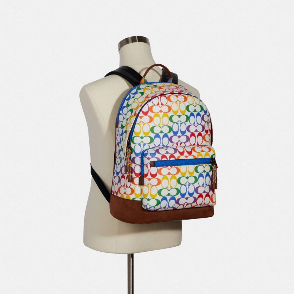 West Backpack In Rainbow Signature Canvas