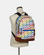 COACH®,WEST BACKPACK IN RAINBOW SIGNATURE CANVAS,pvc,X-Large,Gunmetal/Chalk Multi,Alternate View