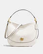 COACH®,TURNLOCK HOBO,Leather,Large,Gold/Chalk,Front View